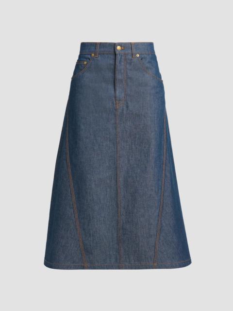 Moschino Women's Denim Flared Midi Skirt - Dark Blue