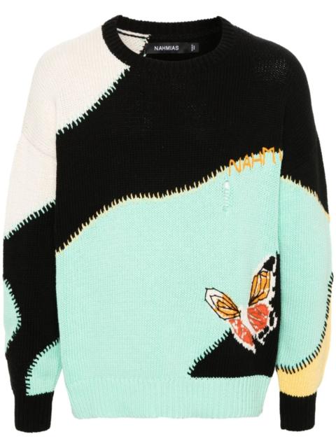 NAHMIAS Butterfly intarsia-knit jumper
