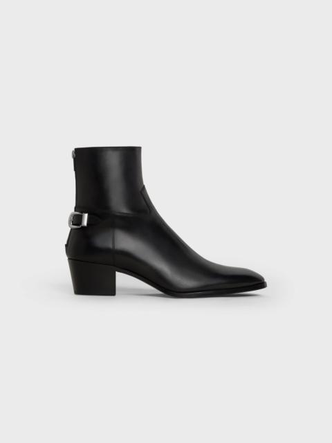 CELINE BACK BUCKLE ZIPPED ISAAC BOOT in Shiny calfskin