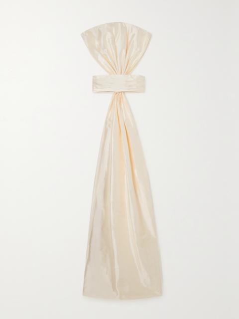CHRISTOPHER JOHN ROGERS Bow-detailed Draped Pleated Silk-shantung Belt