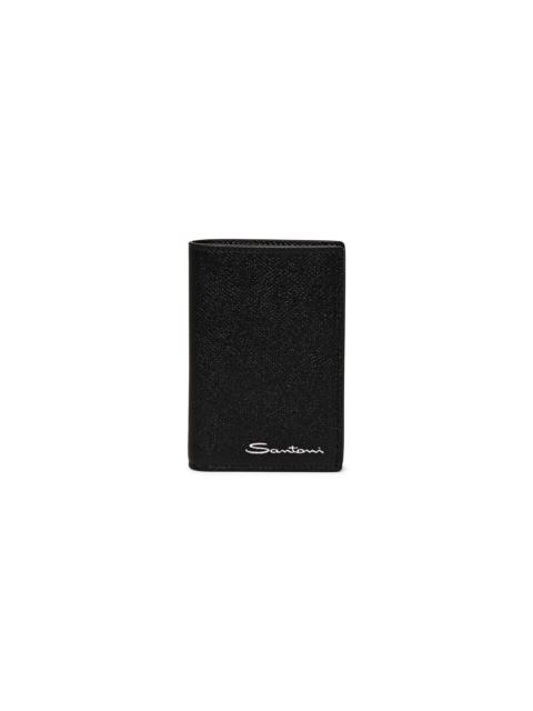 Black saffiano leather vertical wallet