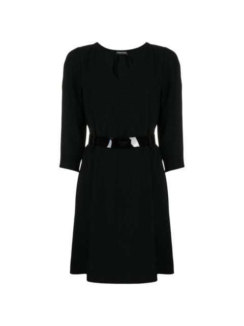 round-neck long-sleeve dress