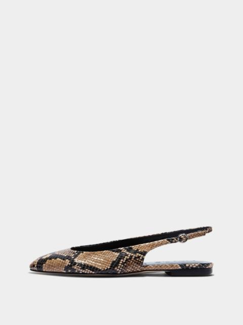 Aeyde Amelia Snake Print Slingback Flats