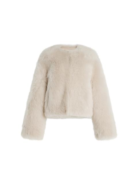 NILI LOTAN Elan Shearling Jacket ivory