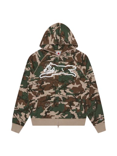 ICECREAM RUNNING DOG WOODLAND CAMO ZIP THROUGH HOOD