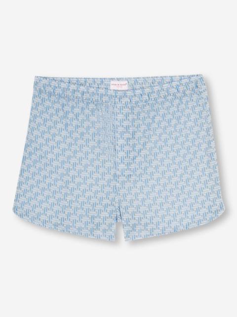 Derek Rose Men's Modern Fit Boxers Ledbury 72 Cotton Batiste Blue