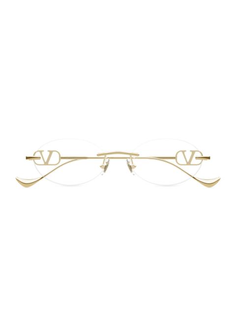 Valentino Women's Bejewelled 53MM Oval Glasses - Gold Clear