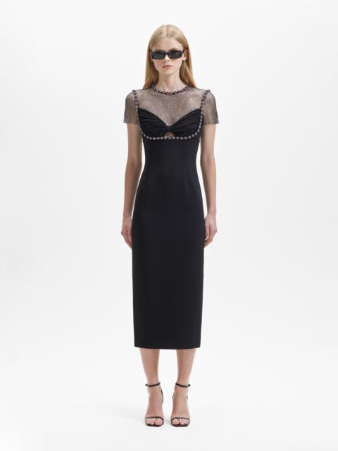 self-portrait Black Crepe And Hotfix Midi Dress