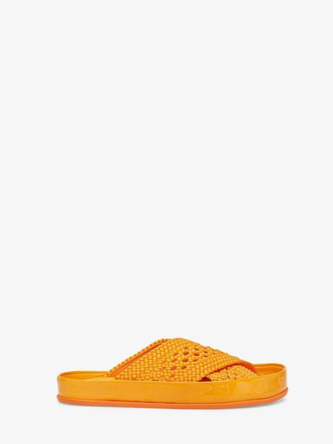 FENDI Orange stretch lace slides