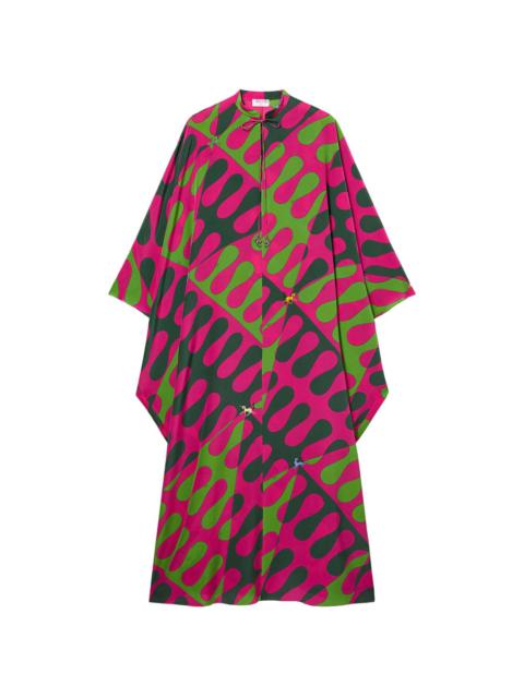 abstract print silk maxi kaftan