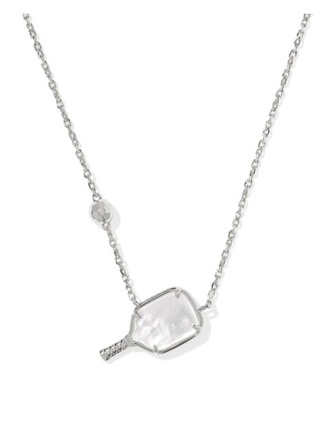 KENDRA SCOTT Pickleball Silver Short Pendant Necklace in Ivory Mother-of-Pearl