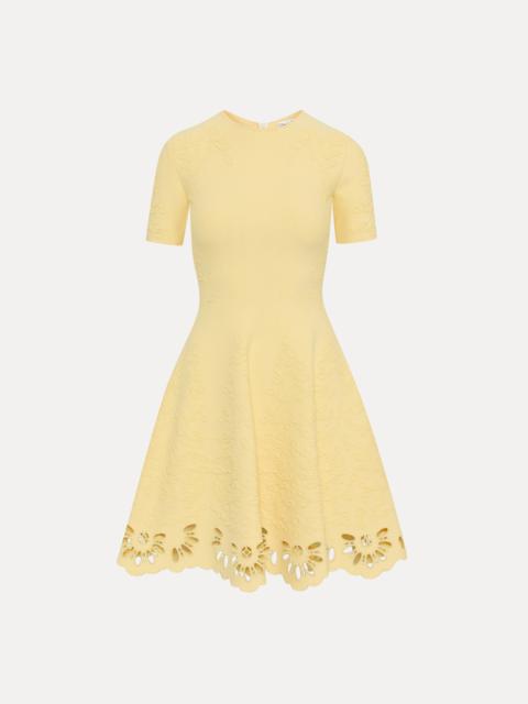 Oscar de la Renta EYELET JACQUARD DRESS