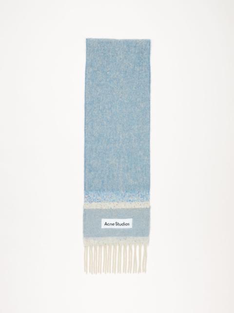 Fringed scarf logo - Denim blue