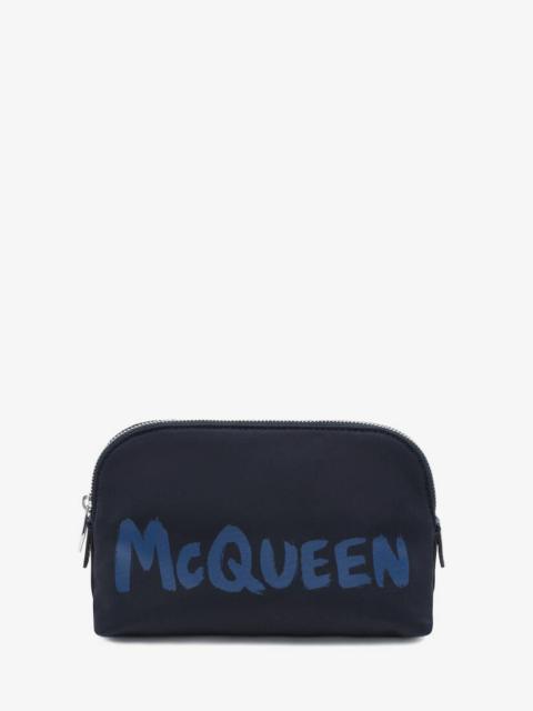 Alexander McQueen Mcqueen Graffiti Medium Zip Pouch in Navy