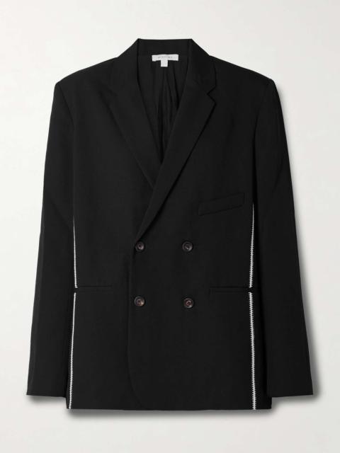 diotima Hodges double-breasted embroidered wool-twill blazer