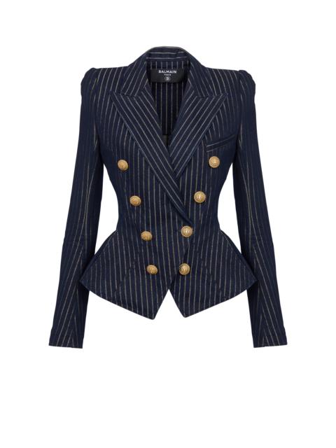 Denim jacket with lurex stripes