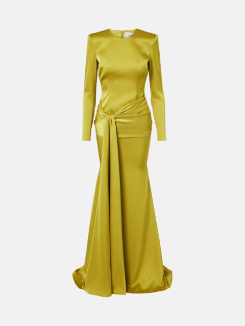 ALEX PERRY Draped sash satin crêpe gown