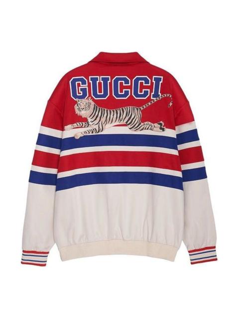 GUCCI Gucci Gucci Tiger Collared Sweatshirt With Patch 'Red Ivory' 683513-XJD3R-6116