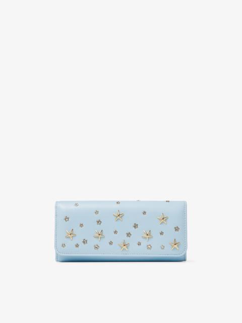 Nino
Ice Blue Calf Leather Wallet with Metal and Crystal Stars