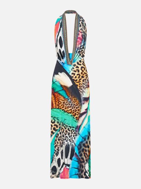 CAMILLA DEEP COWL PLUNGE DRESS BUTTERFLY BOHEMIA