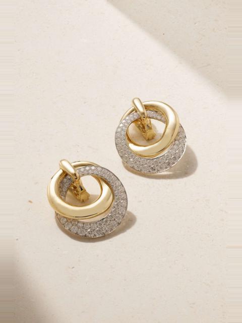 DAVID WEBB 18-karat gold, platinum and diamond clip earrings
