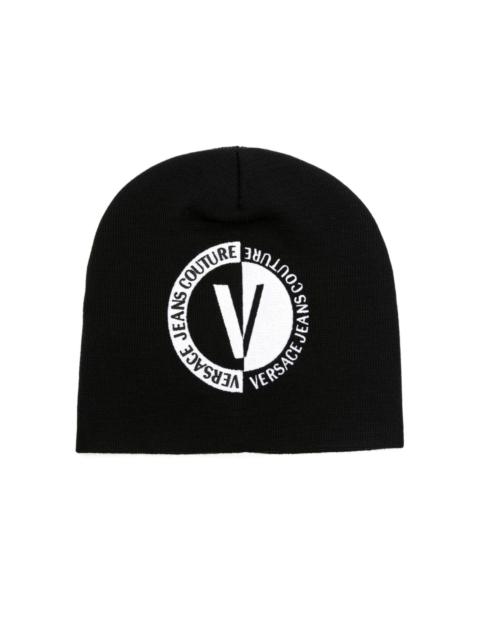 VERSACE JEANS COUTURE logo-embroidered wool blend beanie