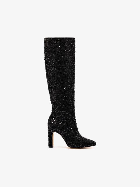 Larroudé Cindy Hi Boot In Black Sequins