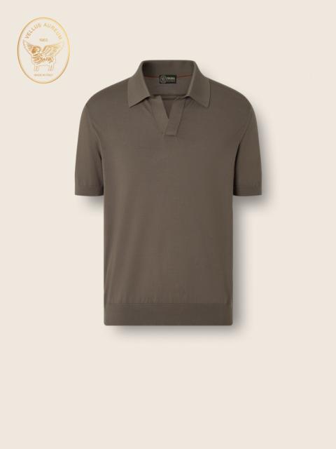 ZEGNA DARK TAUPE VELLUS AUREUM POLO SHIRT