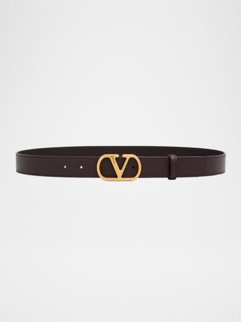 Valentino VLogo Signature Calfskin Leather Belt, 30mm