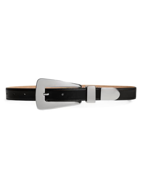 KHAITE Women's Lucca Statement Buckle Leather Belt - Black Silver