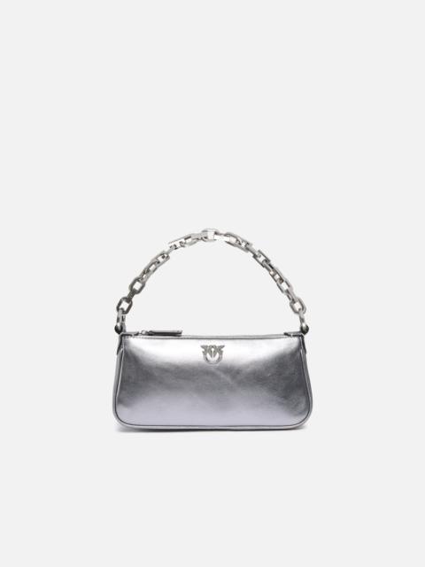 PINKO MINI HALF MOON BAGUETTE HANDBAG IN LAMINATED SUEDE