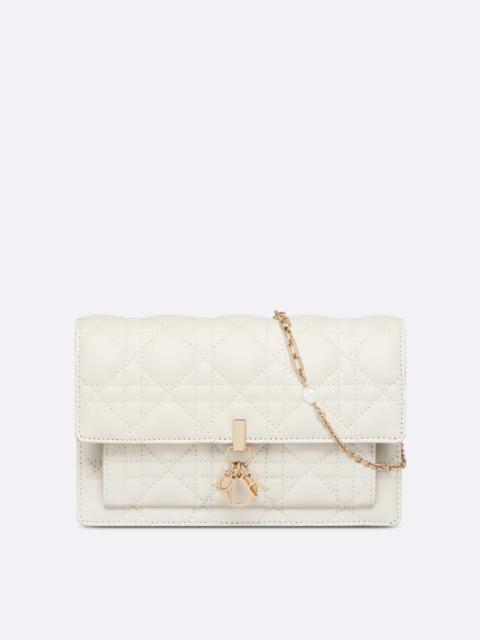 Dior - Dior Caro Colle Noire Clutch with Chain Latte Cannage Lambskin - Women