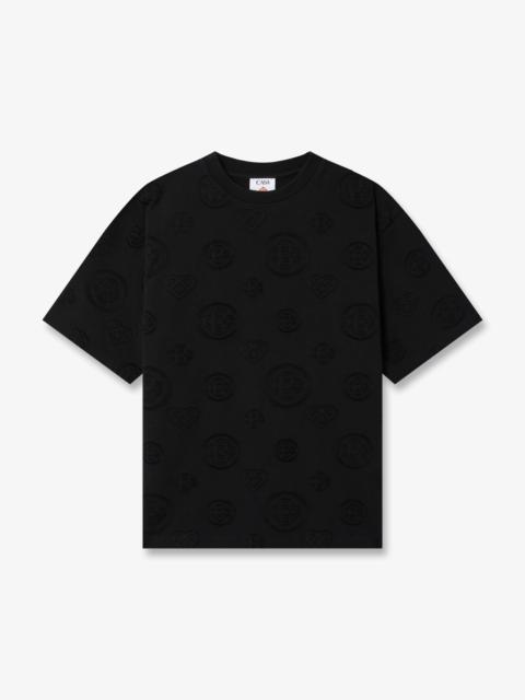 CASABLANCA Black Applique Monogram Oversized Short Sleeve T-Shirt | Casablanca Paris