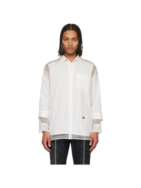 Jean Paul Gaultier White 'The Petit-Grand Pinstriped' Shirt
