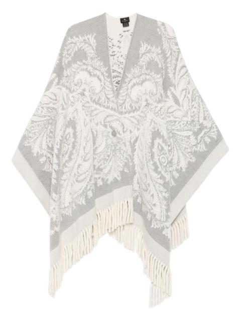 Etro paisley-pattern fringed poncho