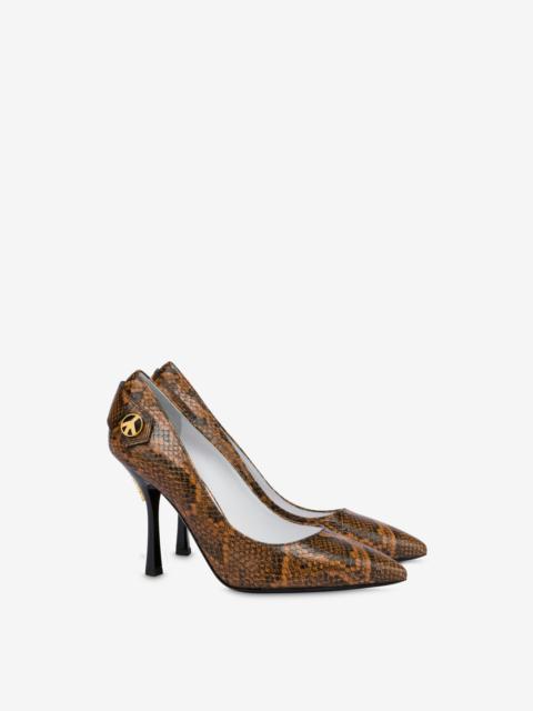 Moschino PYTHON PRINT PUMPS PEACE BUTTON