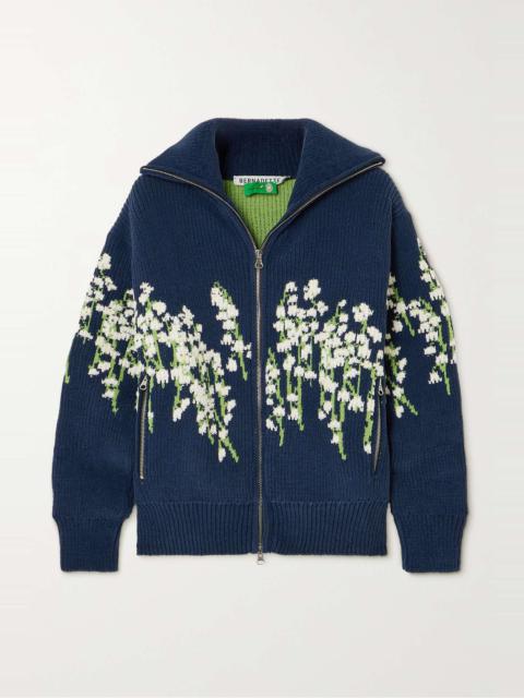 BERNADETTE Alessandra floral-print knitted cardigan