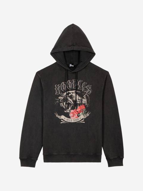 The Kooples HOODED SWEATSHIRT WITH PANTHER SILKSCREEN PRINT IN BLACK