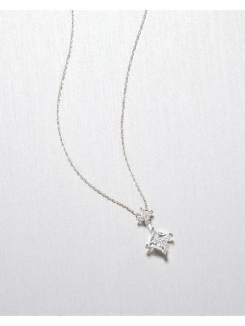JENNY BIRD 14K Princess Cut Double Diamond Pendant Necklace