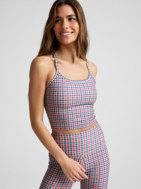 BEYOND YOGA Sunwashed Gingham SoftMark Slim Racerback High Cropped Tank