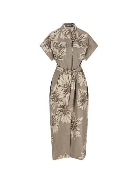 Brunello Cucinelli floral-print belted dress