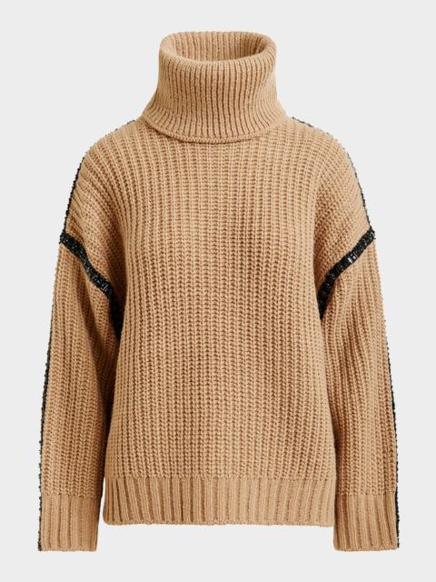 ESSENTIEL ANTWERP Indsay Embellished Turtleneck Sweater with Removable Collar