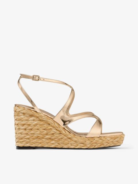 JIMMY CHOO Ayla 85 Gold Metallic Leather Wedge