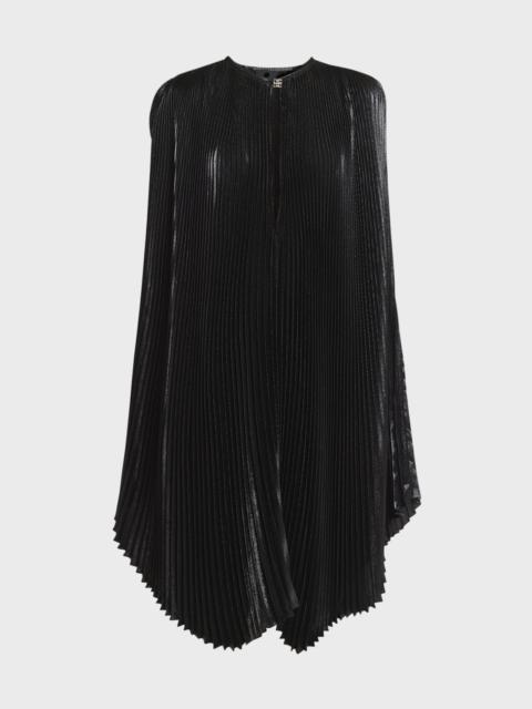 Givenchy Metallic Pleated Cap-Sleeve Midi Dress