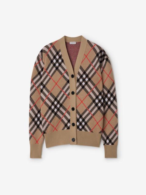 Check Wool Blend Cardigan