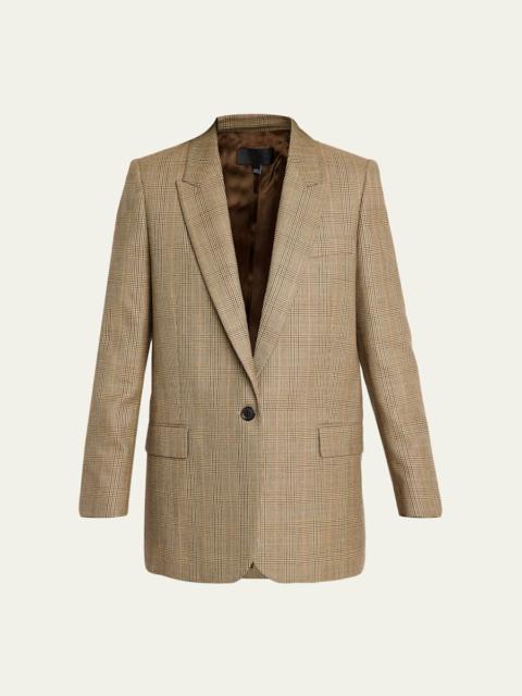 NILI LOTAN Diane Check Wool Single-Breasted Blazer Jacket