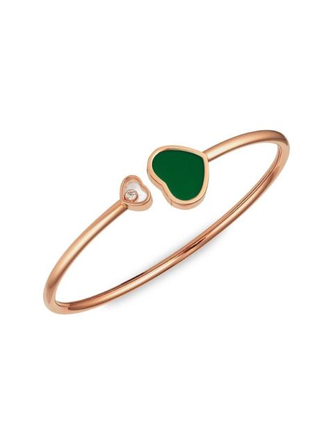 Chopard Happy Hearts 18K Rose Gold, Diamond & Green Agate Bangle