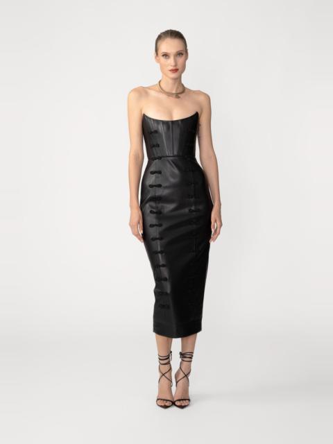SAU LEE JUNO STRAPLESS MIDI DRESS