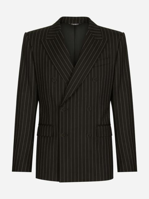 Double-breasted pinstripe stretch wool Sicilia-fit suit