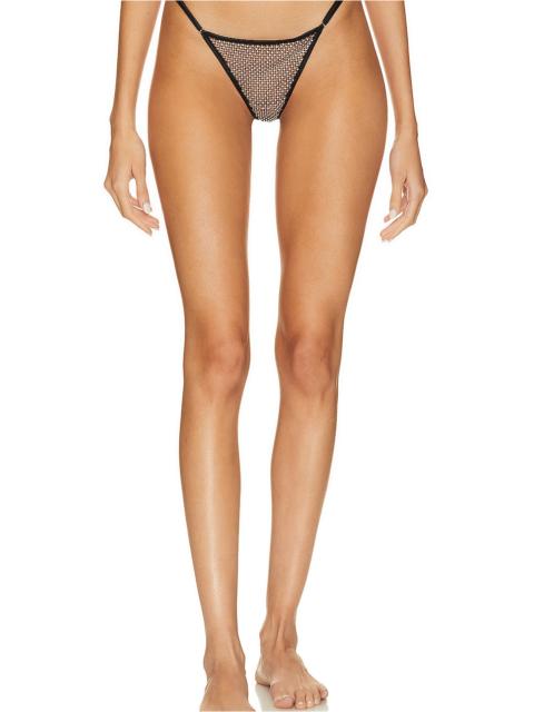 Fleur du Mal Rhinestone Fishnet V String Panty